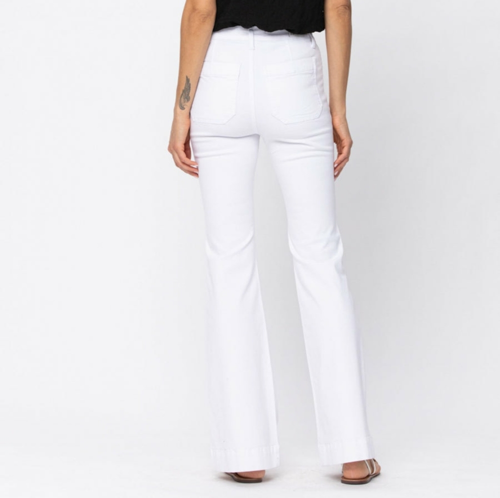 NWT Judy Blue White Break The Mold High Rise Button Fly Flare Jeans - Picture 2 of 9